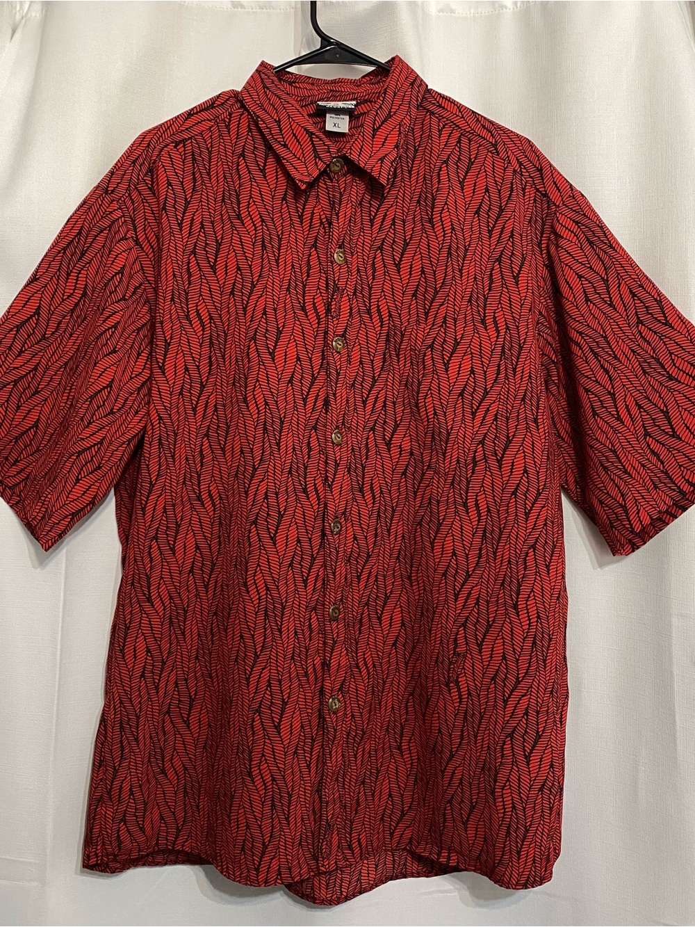 Manuhealii Men’s Red Hawaiian Aloha Shirt Ailana Design Size XL